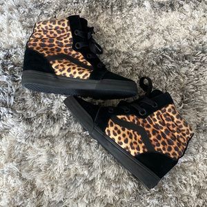 Wedge vans. Leopard print and suede